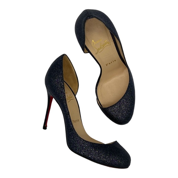 Christian Louboutin Helmour 100 Glitter D’Orsay Stiletto Pumps Size 36.5 - Picture 2 of 8